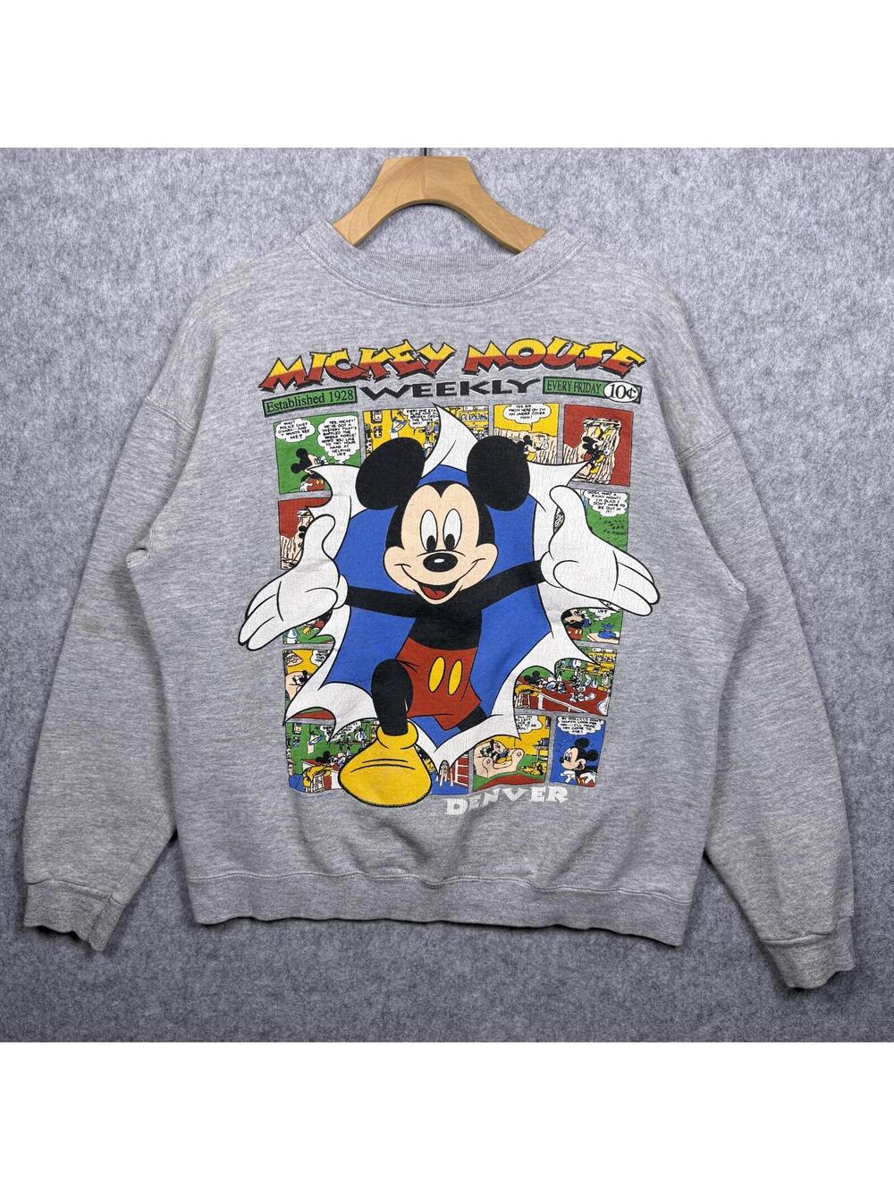 Vintage 90s Mickey Mouse Weekly Comic Graphic Sweatshirt Denver M